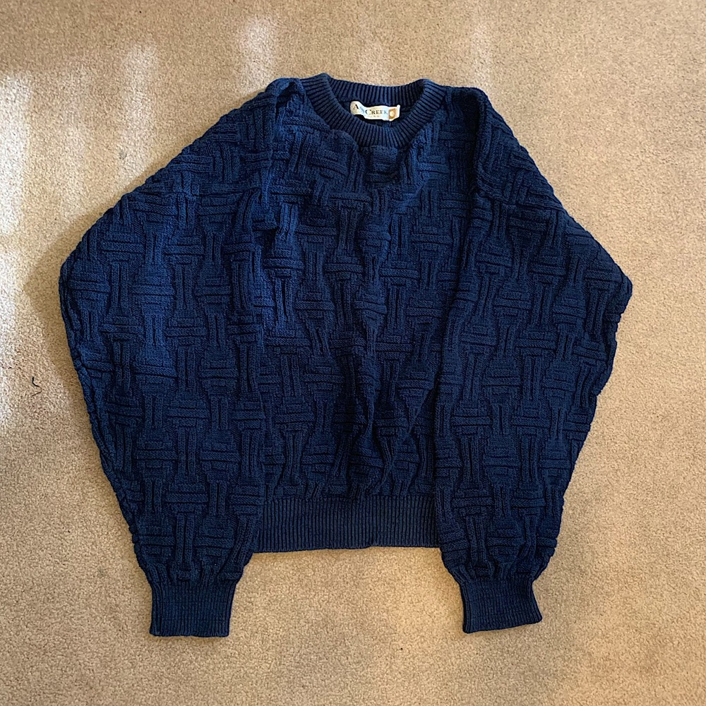 Vintage Chunky Navy Blue Grandpa Sweater